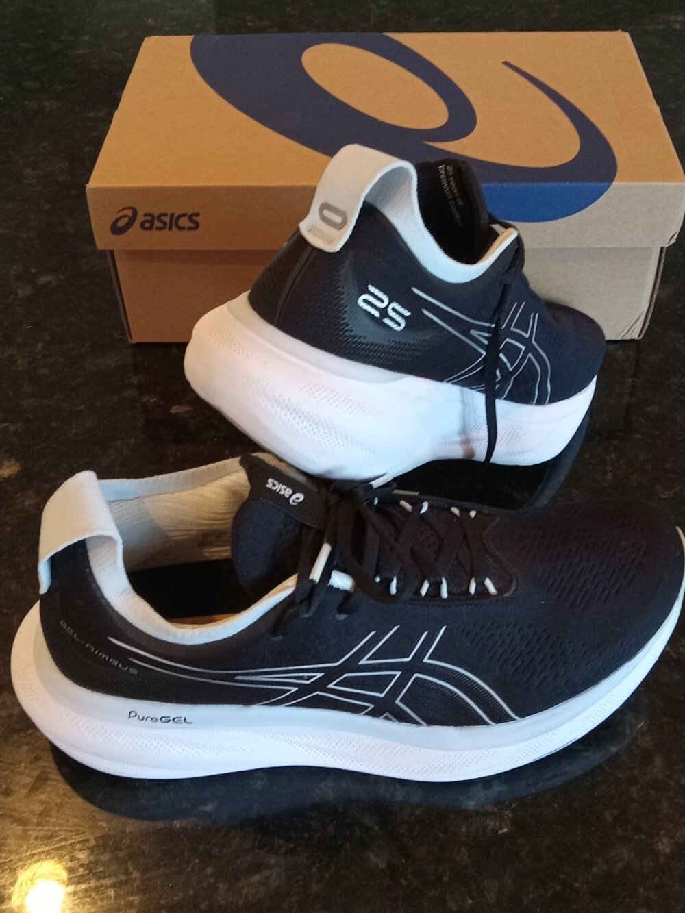 Like new! ASICS FF Blast + Gel-Nimbus 25 Sz 10 Black Athletic Shoes